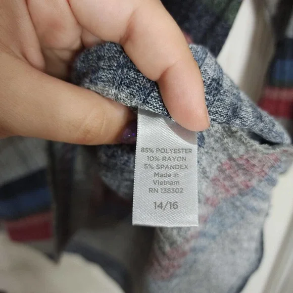 Avenue Womens Sweater Gray Red Green Blue Ribbed Knit Pullover Keyhole 14 16 XL - Picture 8 of 10